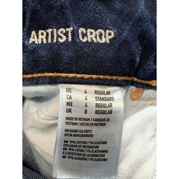 American Eagle Outfitters Womens Denim Jeans Artist Crop Blue Wash Size 4 - Picture 4 of 8